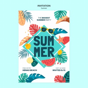 SUMMER夏日元素海报